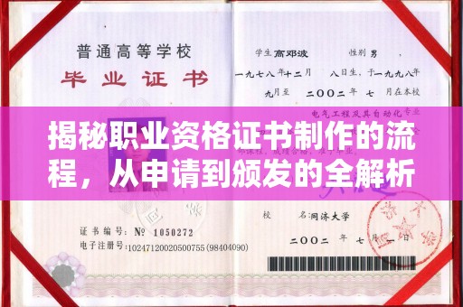 关西揭秘职业资格证书制作的流程，从申请到颁发的全解析